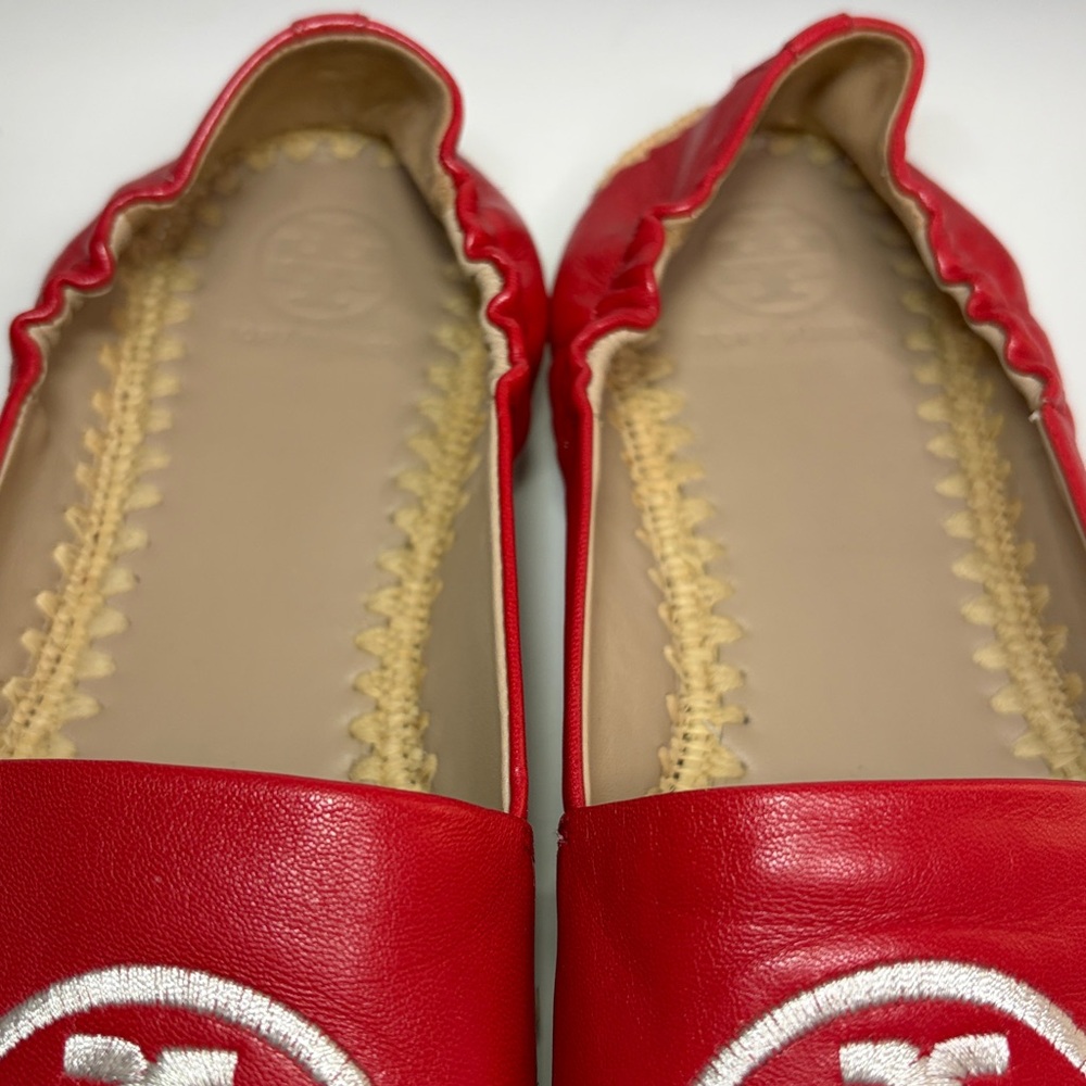 Tory Burch Darien Red Loafer Espadrille nappa leather Womens Size 7M - Picture 12 of 16